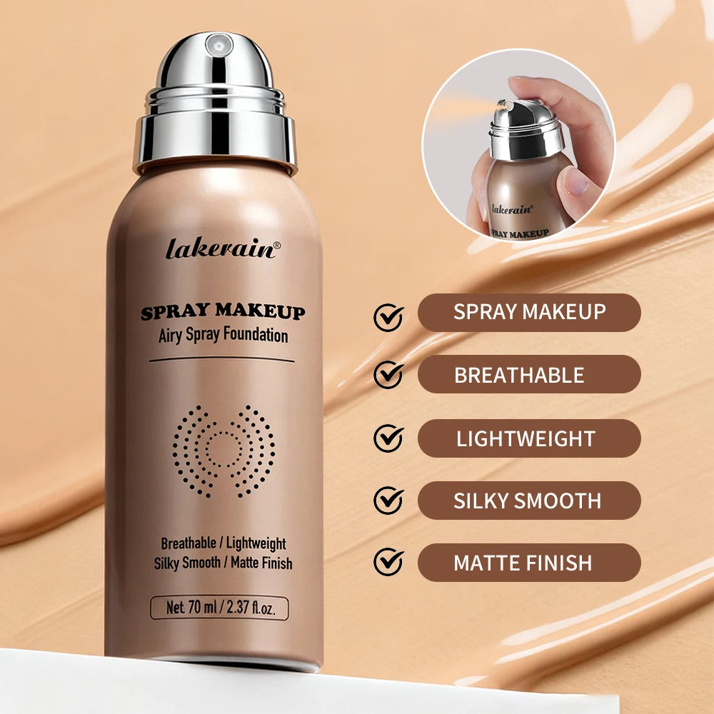 Makeup Natural Lightweight Breathable Foundation Spray Matte Finish Moisturizing Waterproof Long-lasting Women Foundation Spray