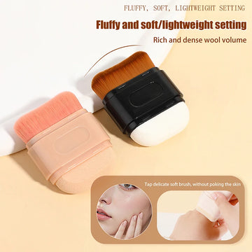 1Pcs Double-Ended Foundation Makeup Brush With Dust Cover Wave Top Contour Beauty Tool For Liquid Powder Concealer Cream