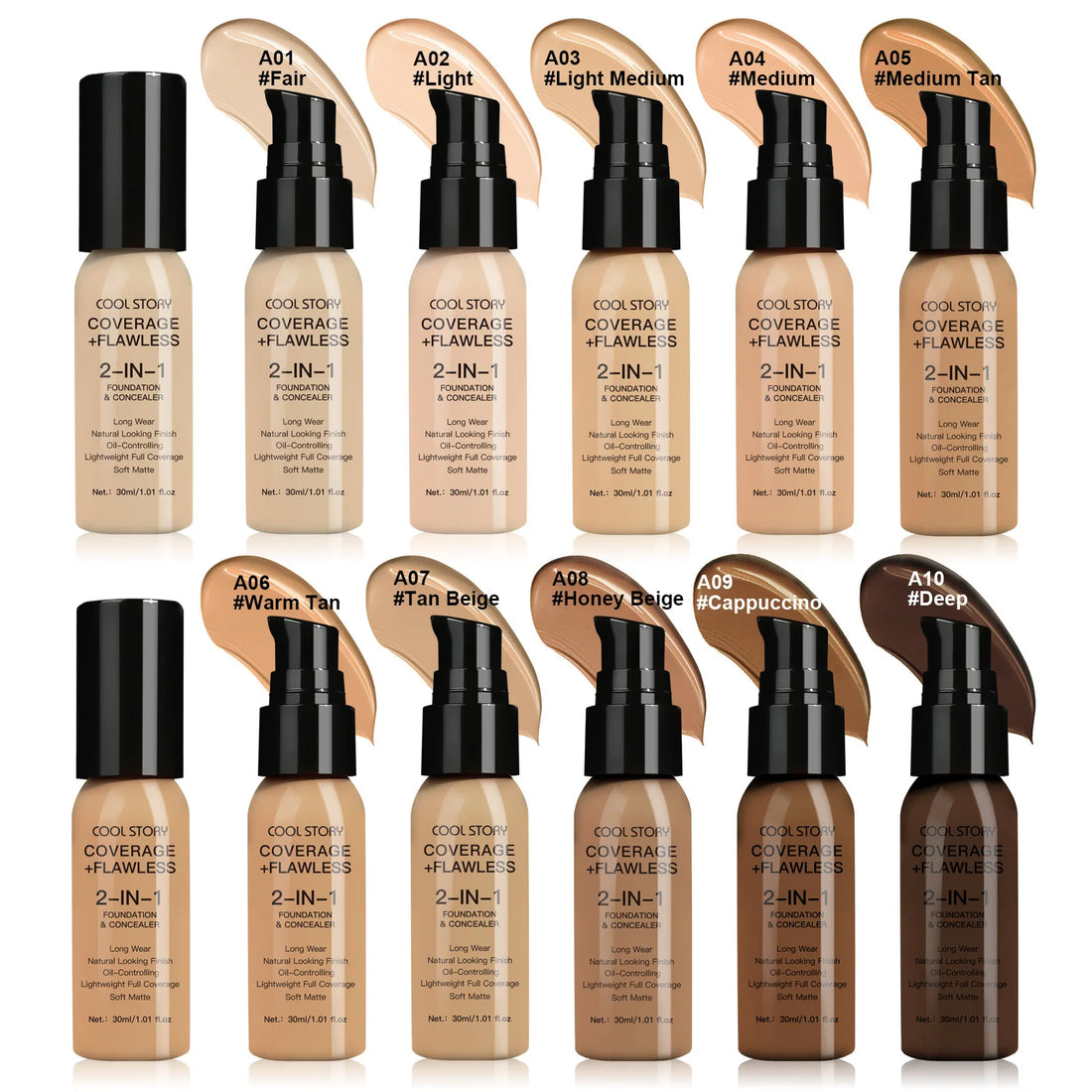 10 Shade Full Coverage Concealer Liquid Foundation makeup high coverage Base makeup  Foundation cream Natural Matte